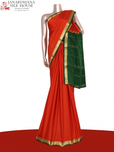 Pure Contrast Mysore Crepe Silk Saree